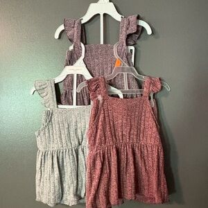 6 PC Sleeveless Ruffle Knit Tops/short sets in Purple, Gray, and Pink size 4T